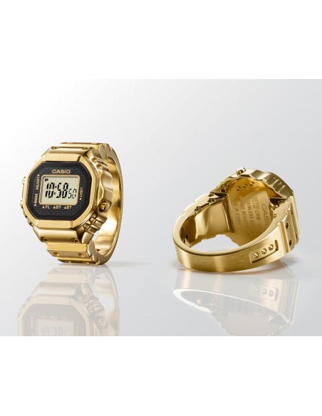 Reloj digital tipo anillo Casio en acero inoxidable dorado