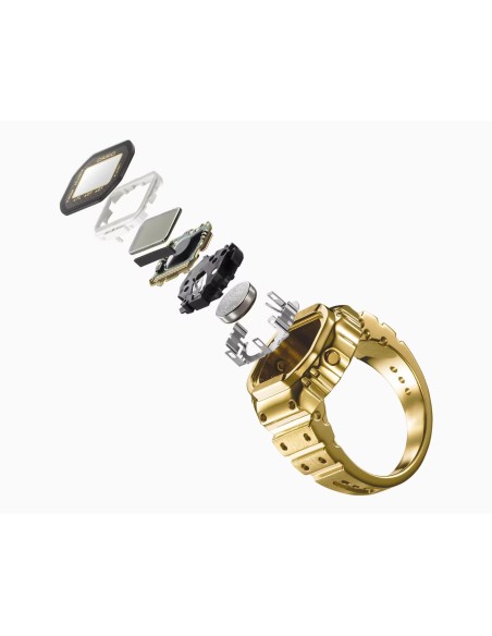 Reloj digital tipo anillo Casio en acero inoxidable dorado