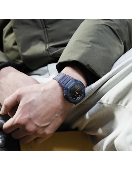 Casio G‑Shock GA‑2100K‑2AER – Reloj Hombre Azul Transparente con Detalles Neón | G-Shock Original