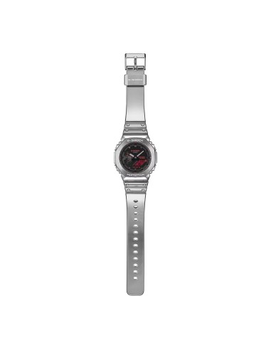 Reloj G-SHOCK Metal Plateado con Pantalla Roja | Resistente y Deportivo