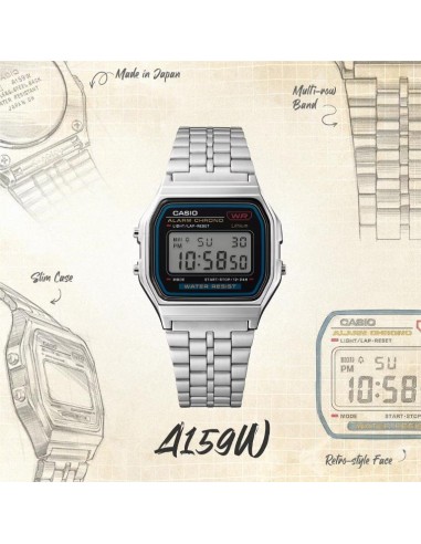 Casio A159WE-1EF | Retro Digital Watch with Steel Strap