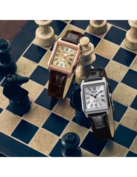 Casio MTP-B190L – Analogue Watch with Stainless Steel Case and Leather Strap