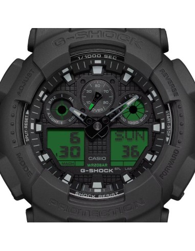 Casio G-SHOCK GA-100 Negro Verde Electro | Reloj Resistente