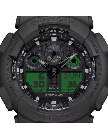 Casio G-SHOCK GA-100 Negro Verde Electro | Reloj Resistente