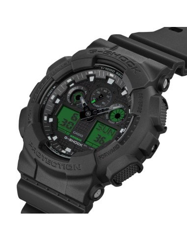 Casio G-SHOCK GA-100 Negro Verde Electro | Reloj Resistente