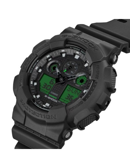 Casio G-SHOCK GA-100 Negro Verde Electro | Reloj Resistente