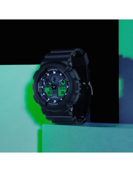 Casio G-SHOCK GA-100 Negro Verde Electro | Reloj Resistente
