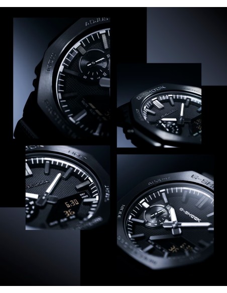 GM-2100LXB LUXE BLACK: a G-SHOCK watch with a sophisticated design, featuring a black metal bezel, gold detailing and a minimali