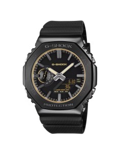 GM-2100LXB LUXE BLACK: a G-SHOCK watch with a sophisticated design, featuring a black metal bezel, gold detailing and a minimali